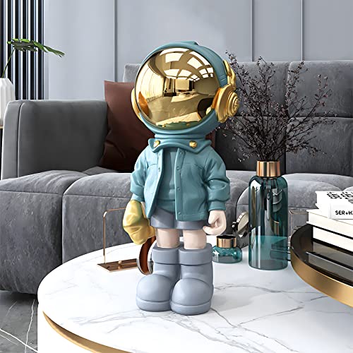 Dosker Astronaut Statues Spaceman Sculpture Polyresin Arts Gifts Light Blue Figurine Ornament Room Decor for Men,Home and Crafts Desktop Accessories Tabletop Decoration, Living Room, Office, Bookshelf - Image 4