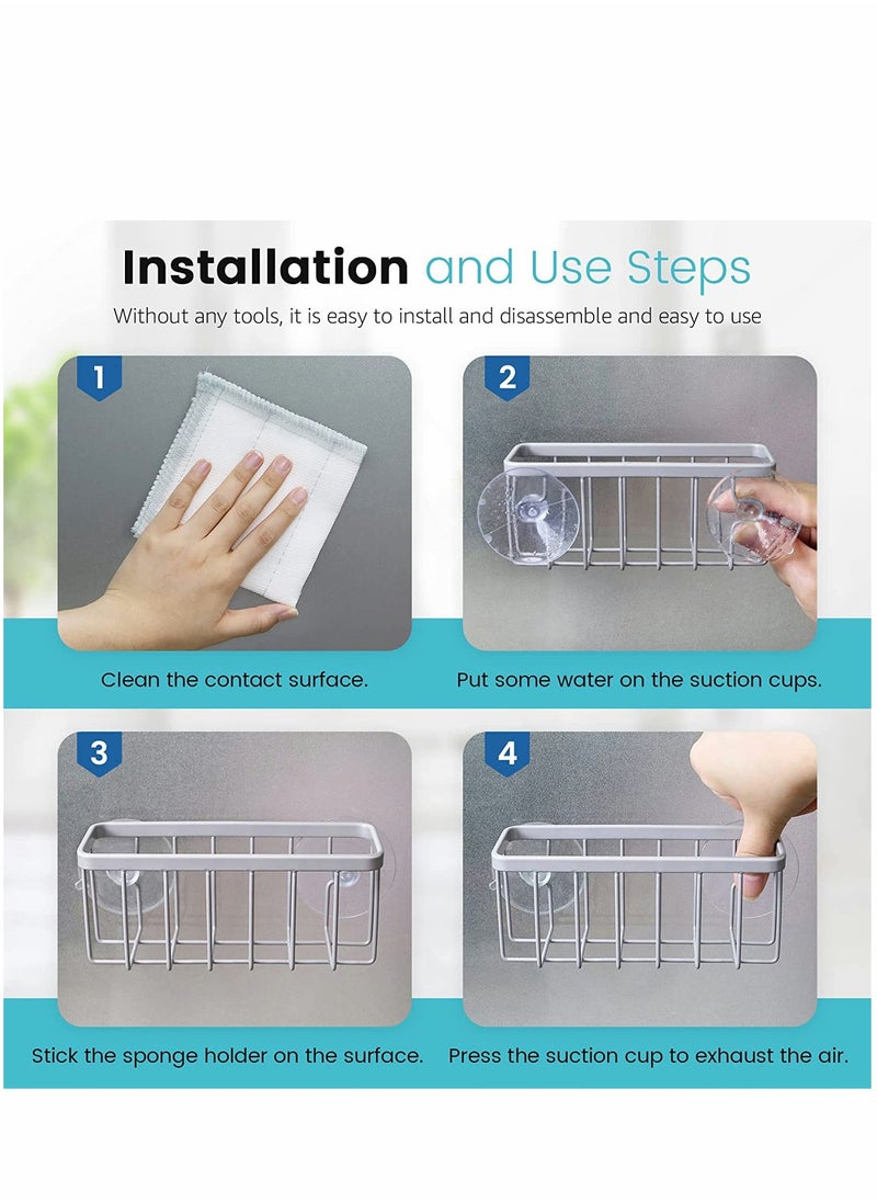 Excefore Sink Rag Holder, Kitchen Caddy Organizer Sponge Holders 3-in-1 Adhesive Brush Scrub Dishcloth Rack Hanger Storage Stainless Steel No Drilling Rust Proof  - Image 4