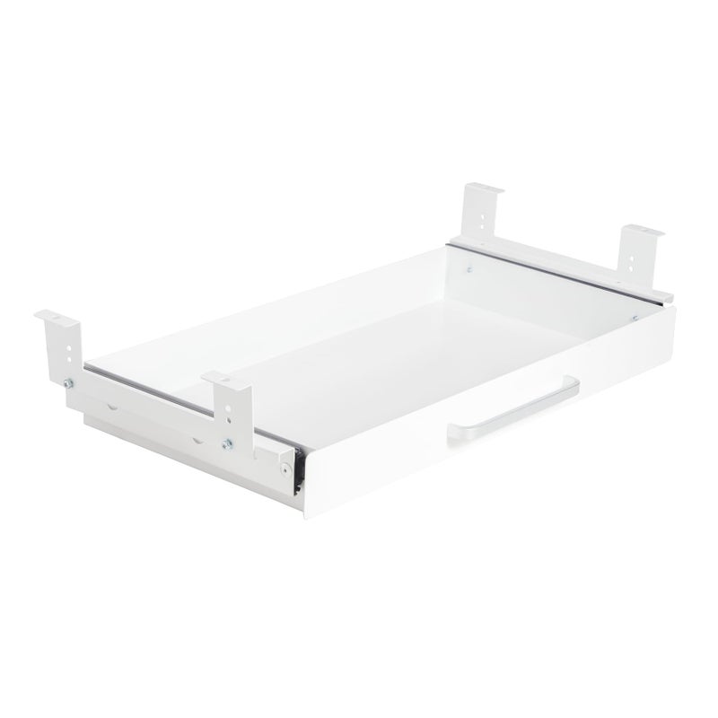 OSteed Under Desk Drawer Organizer 21" White Upgraded with Adjustable Brackets, Sliding Pull-Out Under Table Pencil Drawer, Office Standing Desk Drawer Attachment for Workbench - Image 1