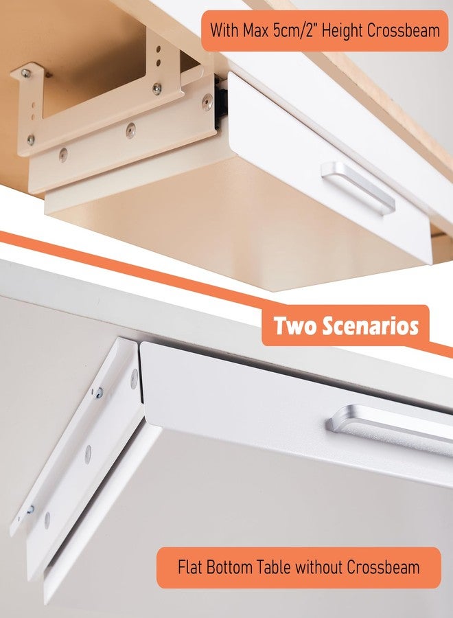 OSteed Under Desk Drawer Organizer 21" White Upgraded with Adjustable Brackets, Sliding Pull-Out Under Table Pencil Drawer, Office Standing Desk Drawer Attachment for Workbench - Image 4