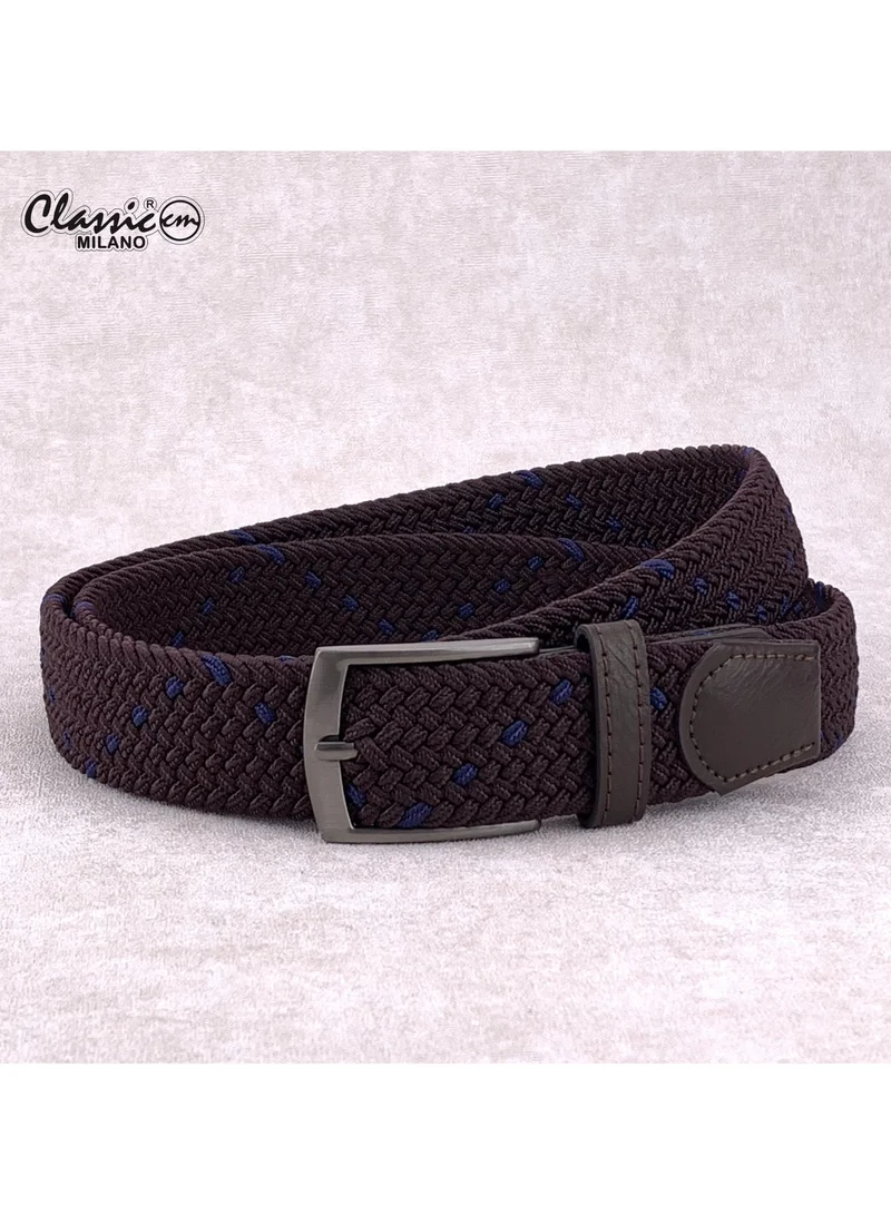 Classic Milano Braided Cotton Elastic Stretch Belt for Men & Women, Woven Canvas Web Belt with Gift Box, Adjustable Men's Belt | Full Length: 110CM (Free Size - Fits up to the waist of 40 Inches / 100 CM)