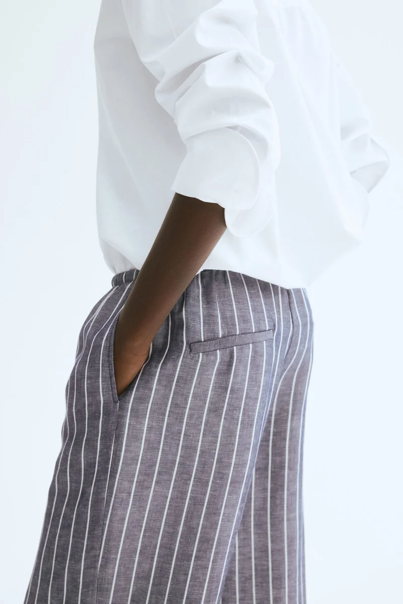 H&M Straight linen-blend trousers