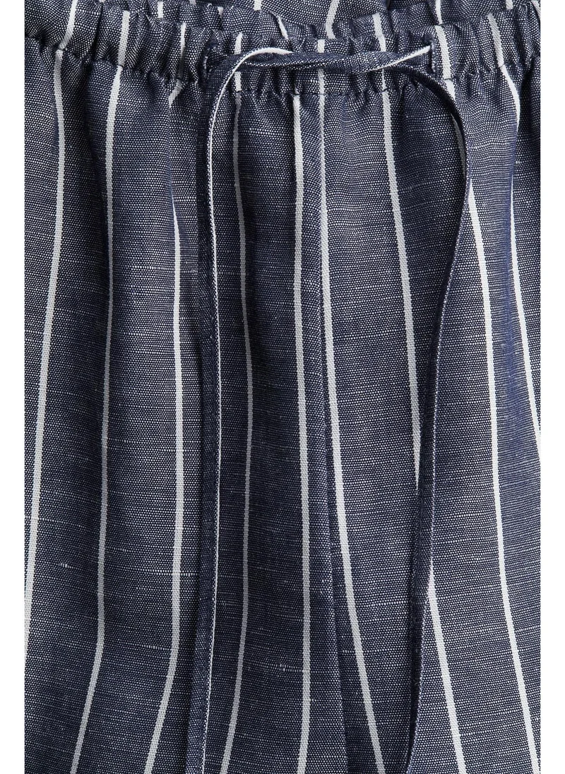 H&M purple & white striped Straight linen-blend trousers for Women | Best Price UAE