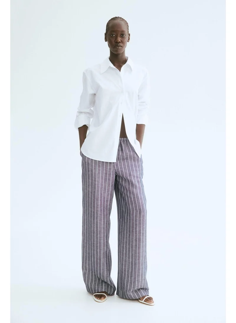 H&M Straight linen-blend trousers