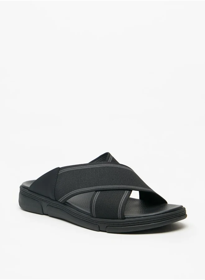 لو كونفورت Men's Cross Strap Slip-On Sandals