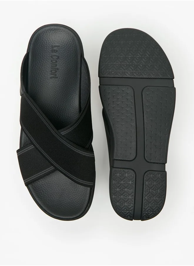 لو كونفورت Men's Cross Strap Slip-On Sandals