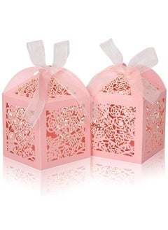 Y&D Wedding Favors Candy Boxes, Laser Cut Thank You Gift Boxes Party Favor Lace for Bridal Shower Baby Birthday Decorations with Ribbons(50pcs)  - Image 1