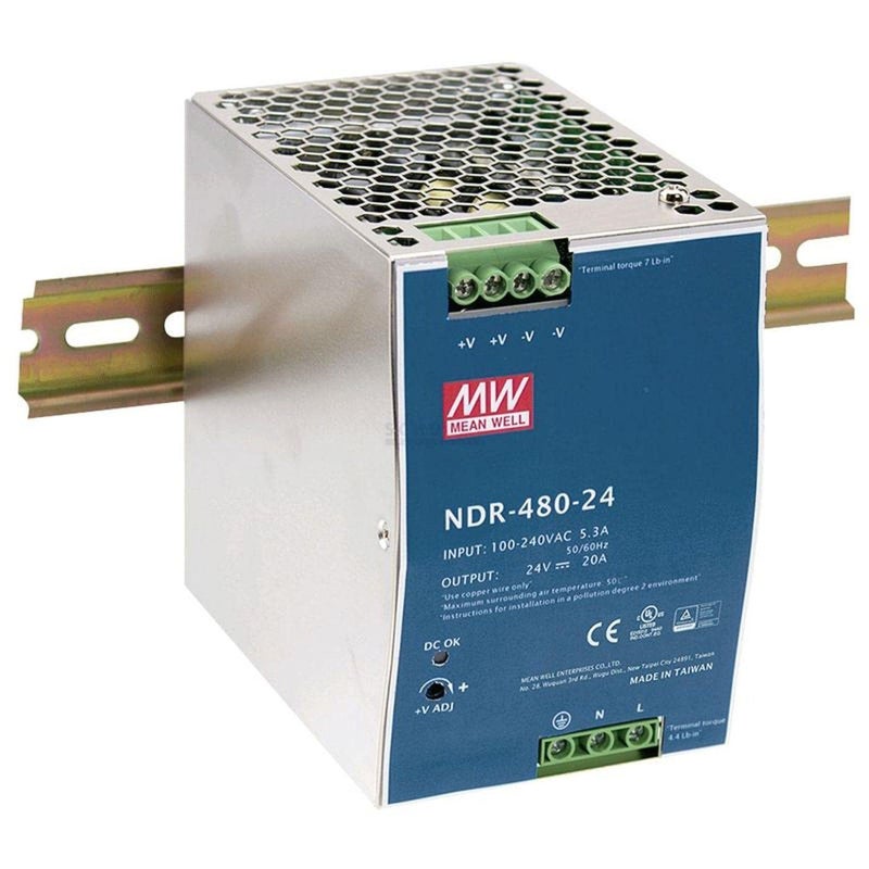 MEAN WELL Industrial DIN Rail Power Supply, 24 Volt 20 Amp 480 Watt - NDR-480-24 - Image 4