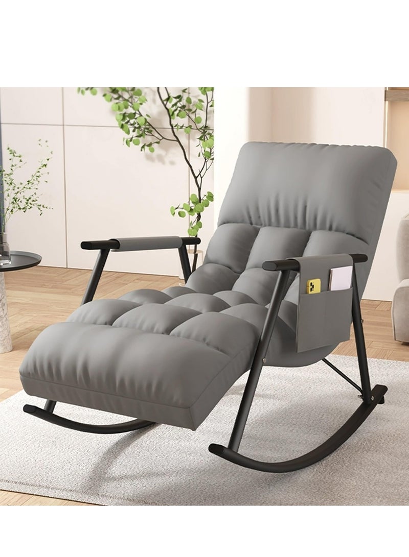 Bluejw Home Leisure Adjustable Rocking Chair Modern Breathable Bedroom Rocking Chair With Cushion, Garden Lounge Chair With Armrests, Indoor Comfortable Camping Rocking Chair, Living Room Sofa Lounger  Ergonomic Chair Adjustable Backrest - Image 1
