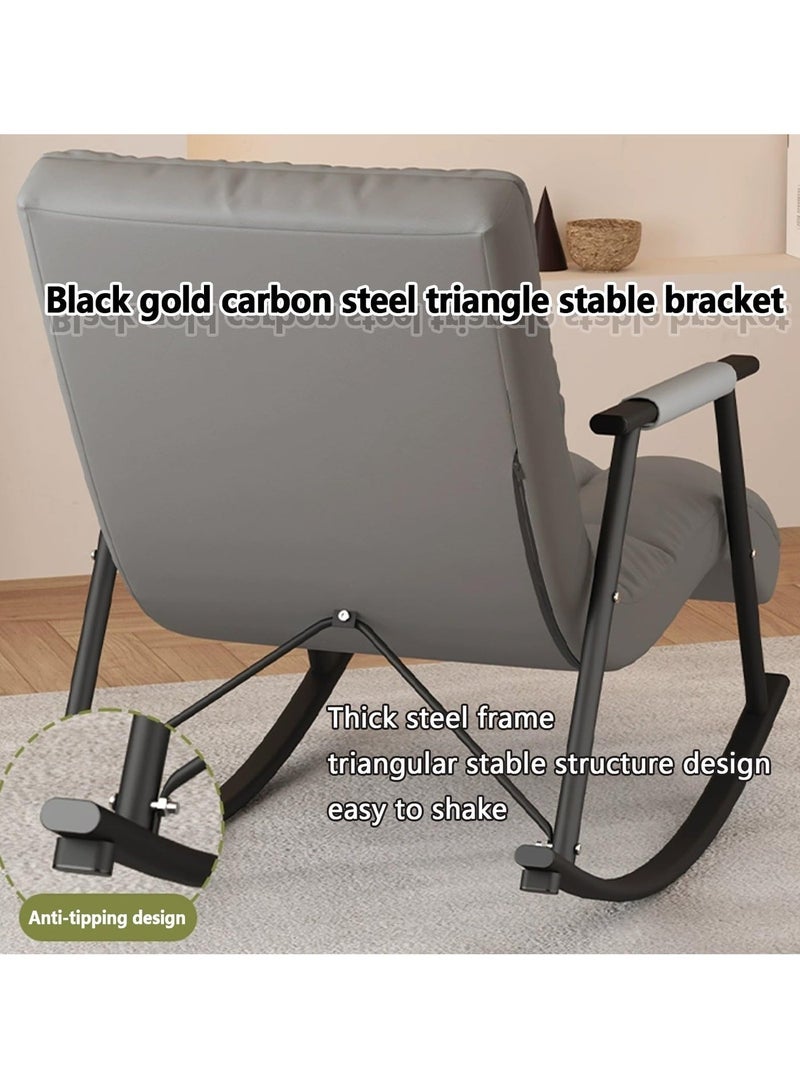 Bluejw Home Leisure Adjustable Rocking Chair Modern Breathable Bedroom Rocking Chair With Cushion, Garden Lounge Chair With Armrests, Indoor Comfortable Camping Rocking Chair, Living Room Sofa Lounger  Ergonomic Chair Adjustable Backrest - Image 4