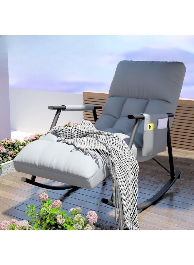 Bluejw Home Leisure Adjustable Rocking Chair Modern Breathable Bedroom Rocking Chair With Cushion, Garden Lounge Chair With Armrests, Indoor Comfortable Camping Rocking Chair, Living Room Sofa Lounger  Ergonomic Chair Adjustable Backrest - Image 1