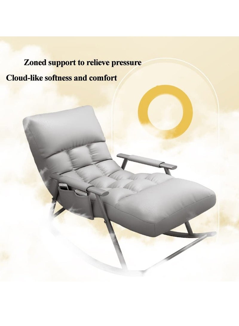 Bluejw Home Leisure Adjustable Rocking Chair Modern Breathable Bedroom Rocking Chair With Cushion, Garden Lounge Chair With Armrests, Indoor Comfortable Camping Rocking Chair, Living Room Sofa Lounger  Ergonomic Chair Adjustable Backrest - Image 3