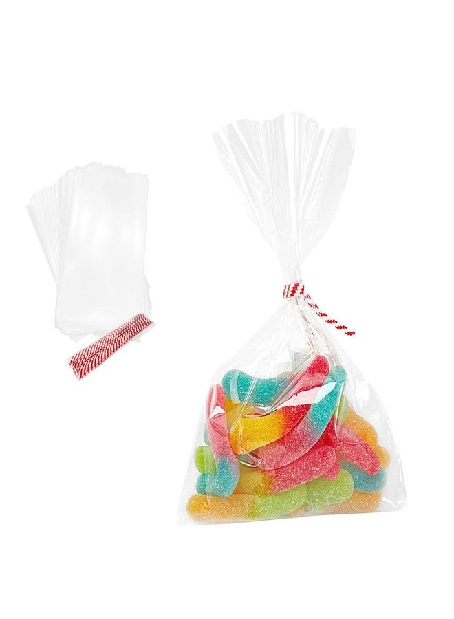 EKAPACKAGING Twist Ties Clear Gift Bag Bulk Chrstmas Treat Bag Party Favor Snack Food Packaging Kids Goodie Cellophane Wrapping (4 * 6 Inches, 100 Clear Bags) - Image 1