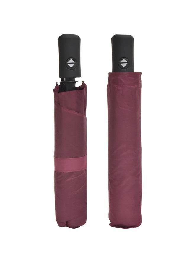 FABINALIV Maroon Solid Auto ON/OFF Waterproof Automatic Compact Umbrella (FLUB-1036-Maroon) - Image 1