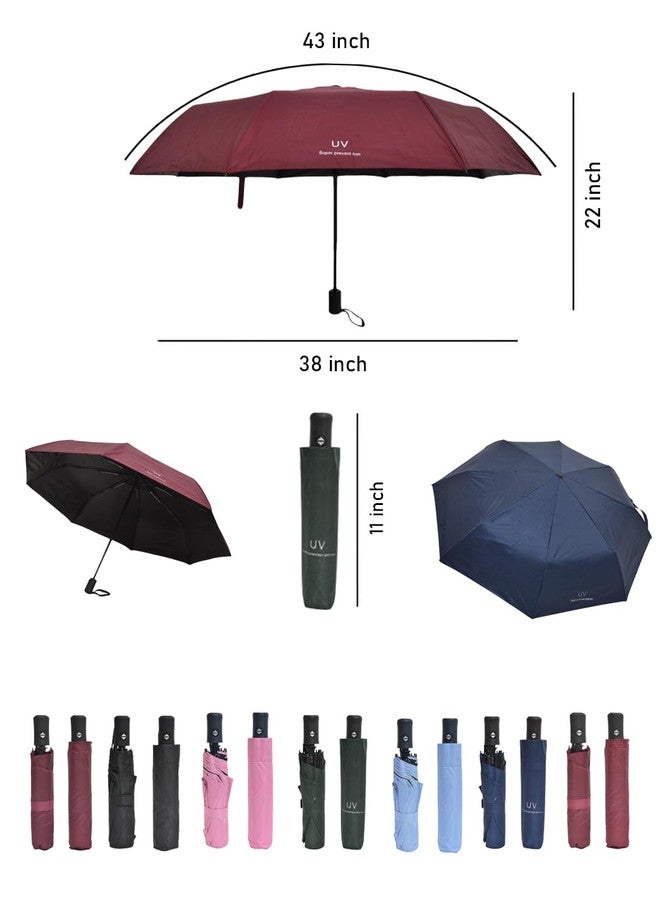 FABINALIV Maroon Solid Auto ON/OFF Waterproof Automatic Compact Umbrella (FLUB-1036-Maroon) - Image 5