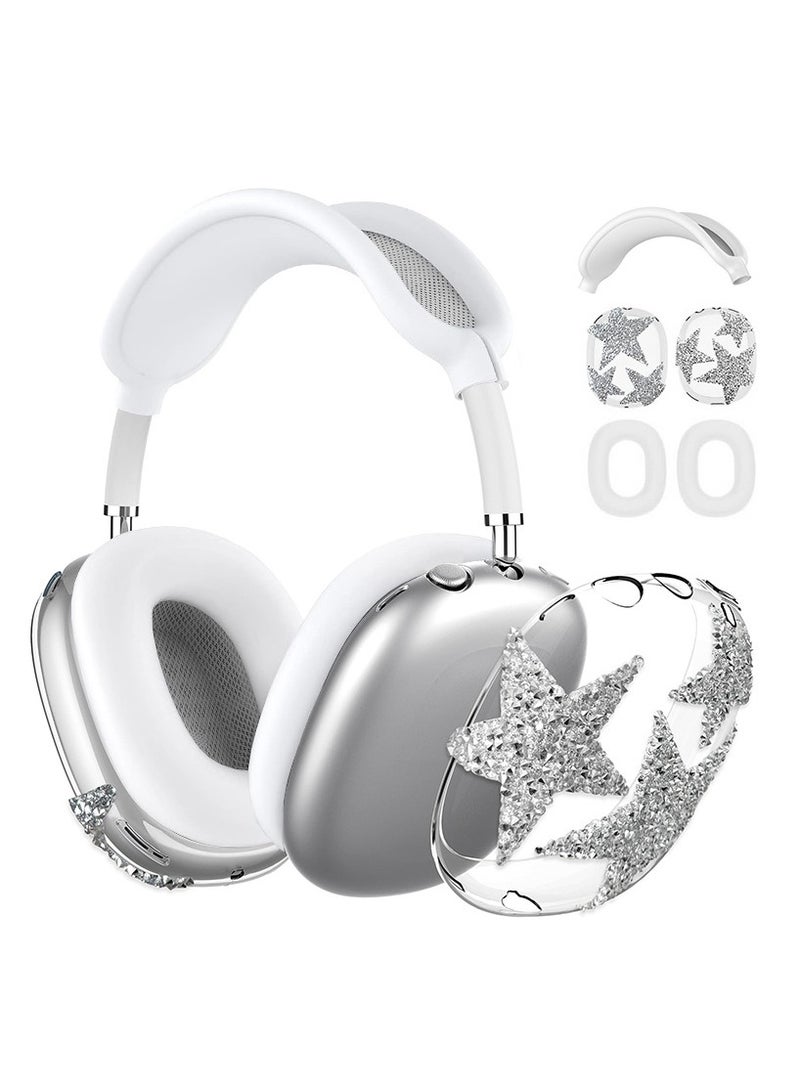 General Applicable to AirPods Max Case Glitter Diamond Star Headphone Case Transparent Protective Case  - Image 1