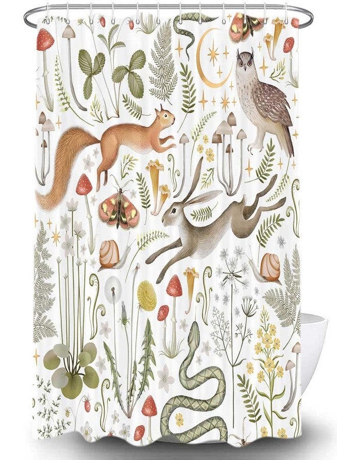 Uokiuki Fairy Rustic Forest Shower Curtain for Bahtroom, Country Woodland Wild Animals Butterfly Mushroom Set Hunting Shower Curtain, Farmhouse Rustic Cabin Lodge Shower Curtain Set with Hooks 70X70IN - Image 2