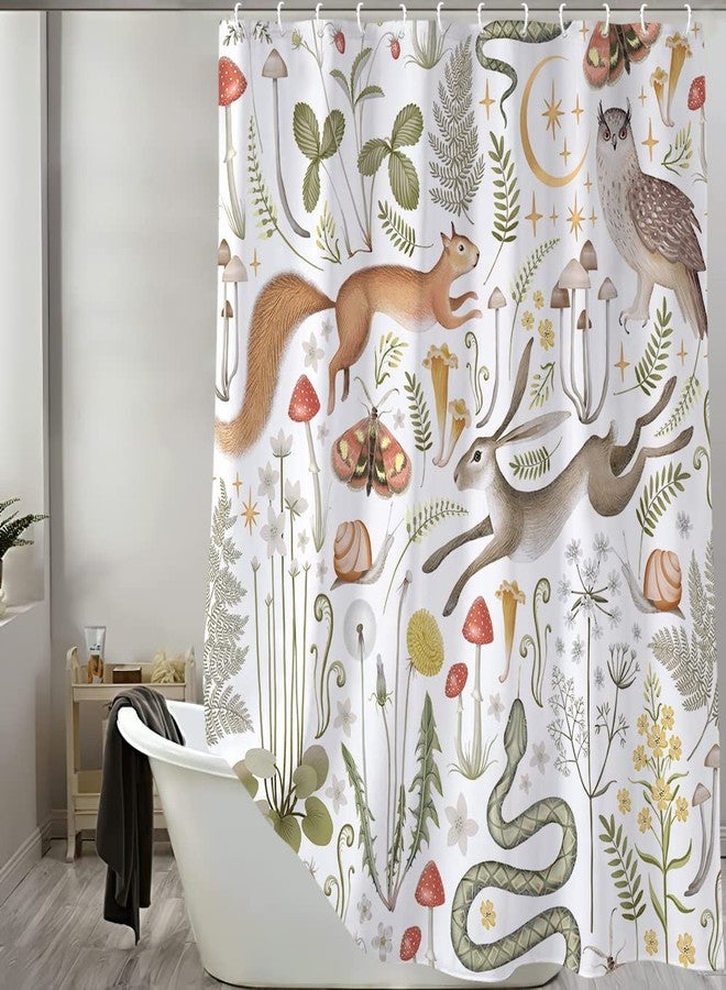 Uokiuki Fairy Rustic Forest Shower Curtain for Bahtroom, Country Woodland Wild Animals Butterfly Mushroom Set Hunting Shower Curtain, Farmhouse Rustic Cabin Lodge Shower Curtain Set with Hooks 70X70IN - Image 4