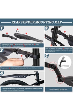 Y&D Bike Fender Set with 26ft DIY Reflective Tape Adjustable Bicycle Fenders for 22in 24in 26in 27.5in, 3 Parts-Universal Full Cover Thicken Widen Front Rear Mud Guards Fit MTB Mountain Road  - Image 3