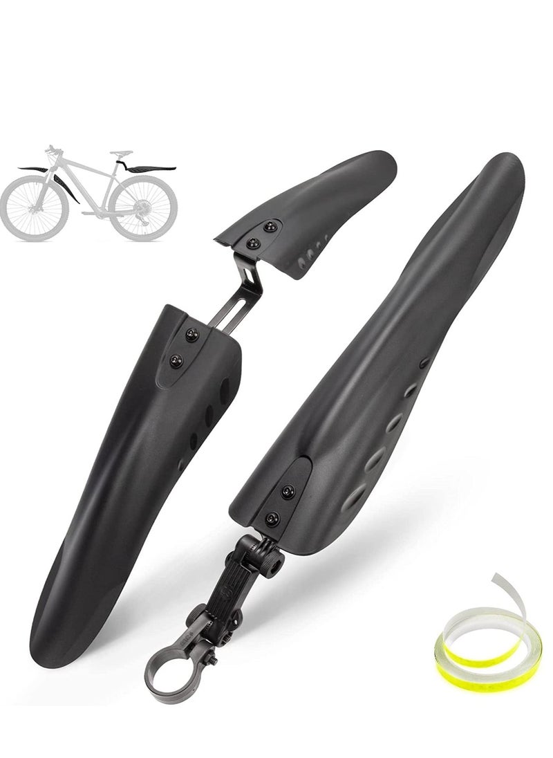Y&D Bike Fender Set with 26ft DIY Reflective Tape Adjustable Bicycle Fenders for 22in 24in 26in 27.5in, 3 Parts-Universal Full Cover Thicken Widen Front Rear Mud Guards Fit MTB Mountain Road  - Image 1