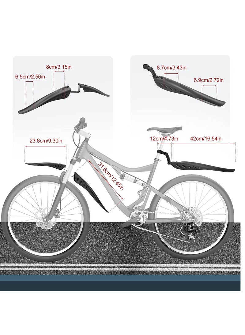 Y&D Bike Fender Set with 26ft DIY Reflective Tape Adjustable Bicycle Fenders for 22in 24in 26in 27.5in, 3 Parts-Universal Full Cover Thicken Widen Front Rear Mud Guards Fit MTB Mountain Road  - Image 5