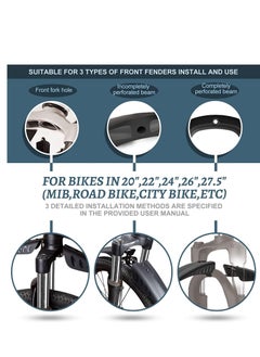 Y&D Bike Fender Set with 26ft DIY Reflective Tape Adjustable Bicycle Fenders for 22in 24in 26in 27.5in, 3 Parts-Universal Full Cover Thicken Widen Front Rear Mud Guards Fit MTB Mountain Road  - Image 2