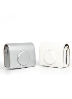 Generic Suitable For Polaroid Mini EVO Silver White Camera Bag PU Leather Retro Camera Bag Digital Photography Leather Case-Color:Silver  - Image 2