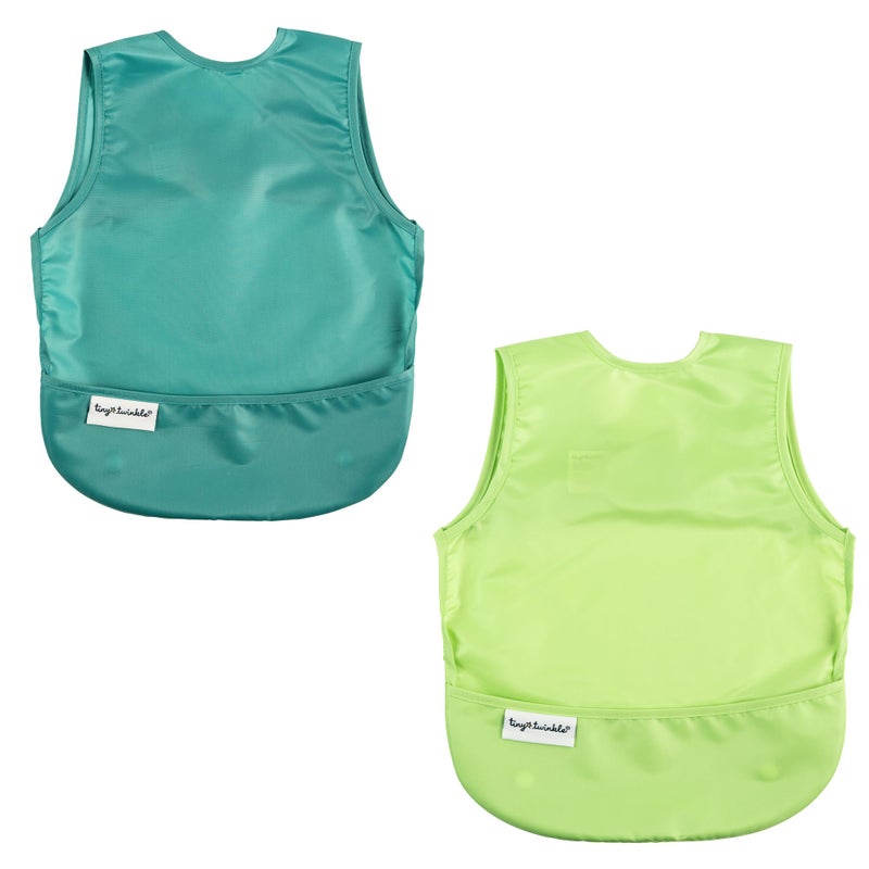 Tiny Twinkle Mess Proof Baby Bibs | 2 Pack Waterproof Toddler Bib for Eating | Baby Apron for Feeding, Machine Washable, Perfect Shower Gift (Rainforest, 6â€“24M) - Image 1