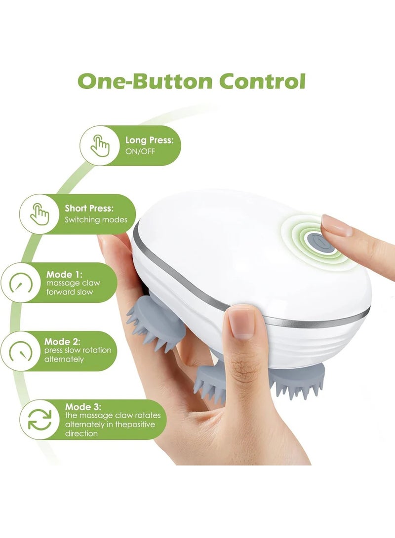 Electric Scalp Massager Multifunctional Waterproof Head Massager With 96 Kneading Nodes Rechargeable Head Scratcher For Hair Growth Stress Relax Relaxing Gifts For Women Men Her(White) - Image 3