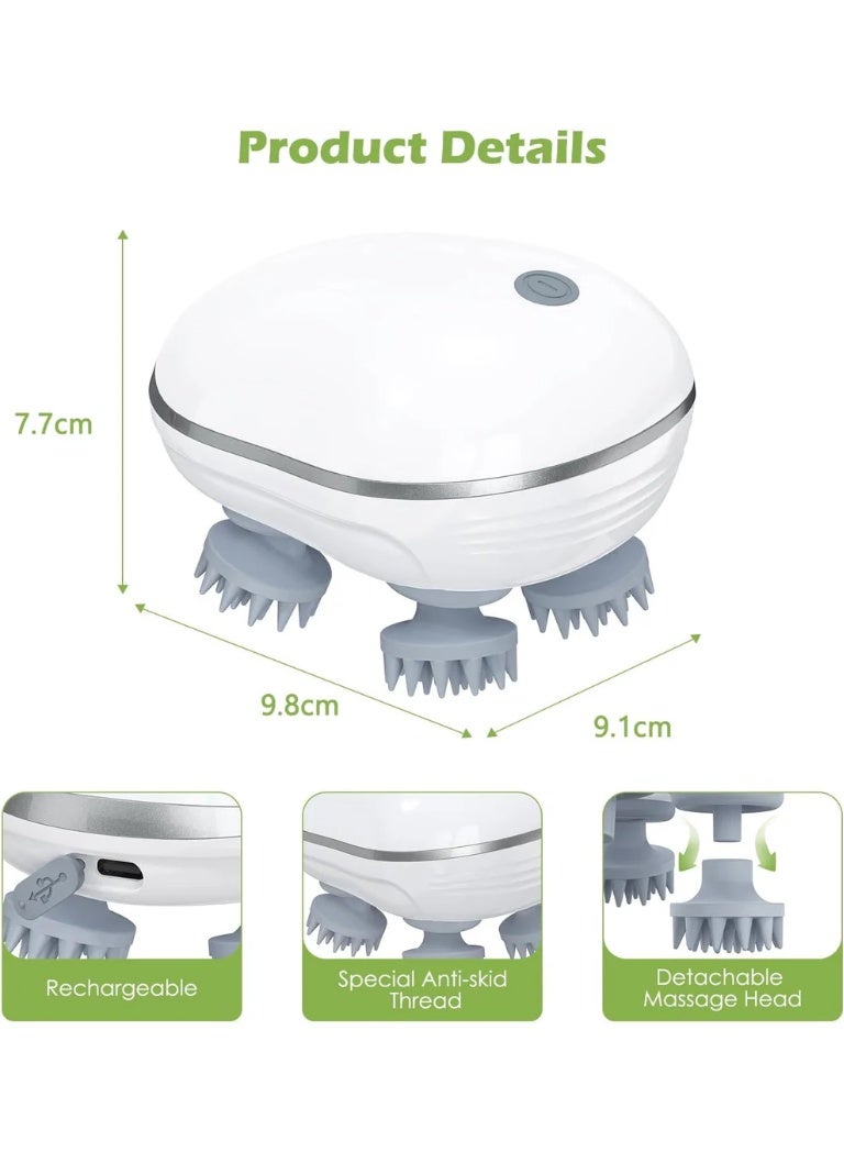 Electric Scalp Massager Multifunctional Waterproof Head Massager With 96 Kneading Nodes Rechargeable Head Scratcher For Hair Growth Stress Relax Relaxing Gifts For Women Men Her(White) - Image 2