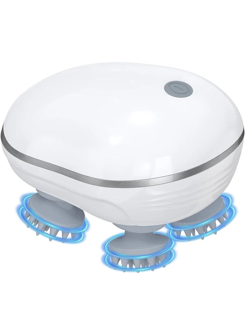 Electric Scalp Massager Multifunctional Waterproof Head Massager With 96 Kneading Nodes Rechargeable Head Scratcher For Hair Growth Stress Relax Relaxing Gifts For Women Men Her(White) - Image 1