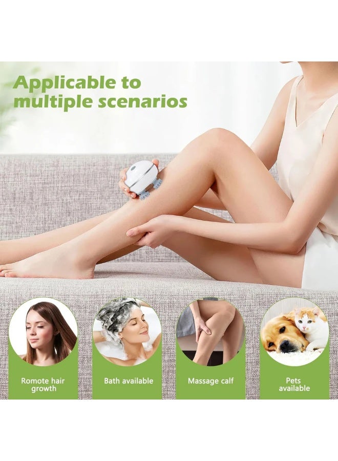 Electric Scalp Massager Multifunctional Waterproof Head Massager With 96 Kneading Nodes Rechargeable Head Scratcher For Hair Growth Stress Relax Relaxing Gifts For Women Men Her(White) - Image 4