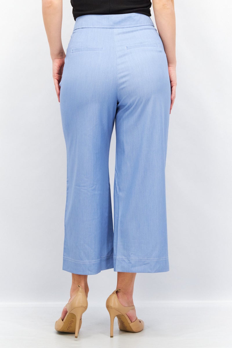 VERO MODA بنطلون نسائي سادة بقصّة عادية، أزرق - Image 3