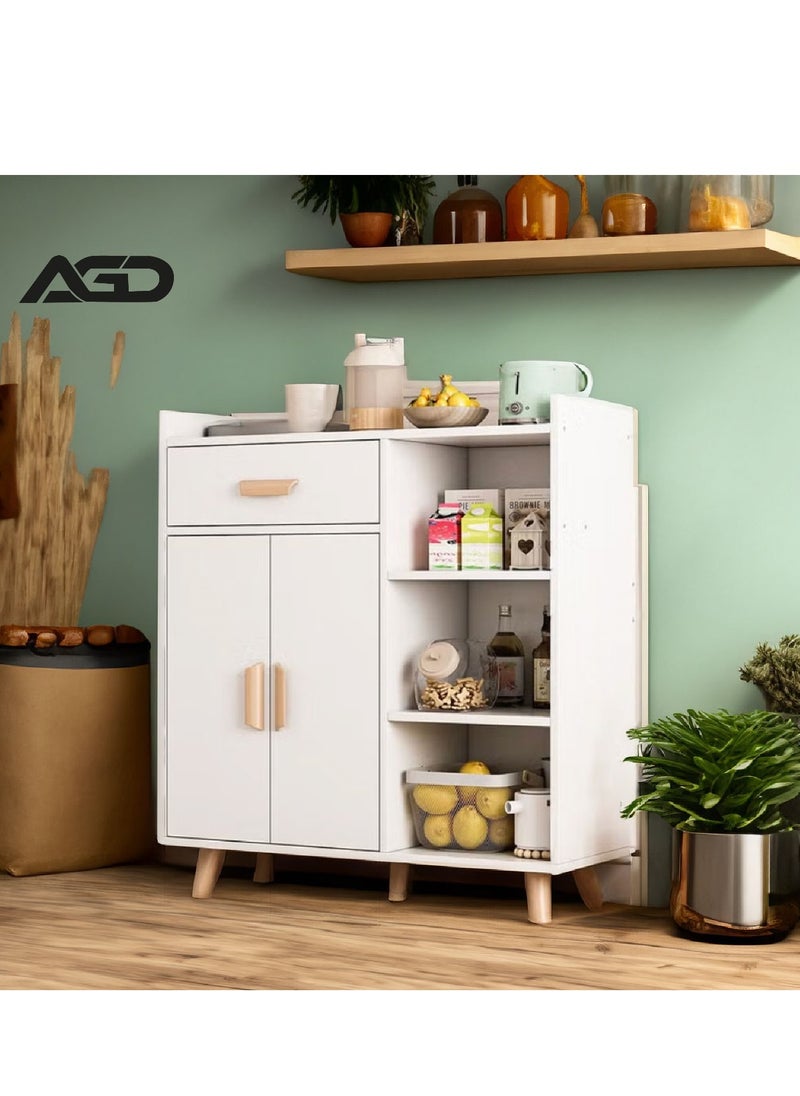 AGD Coffee Corner Cabinet with Storage Drawer, Sideboard with Adjustable Tier, Kitchen Storage Cabinet for Dining Room, Kitchen Microwave Oven Storage Rack (White)  - Image 2