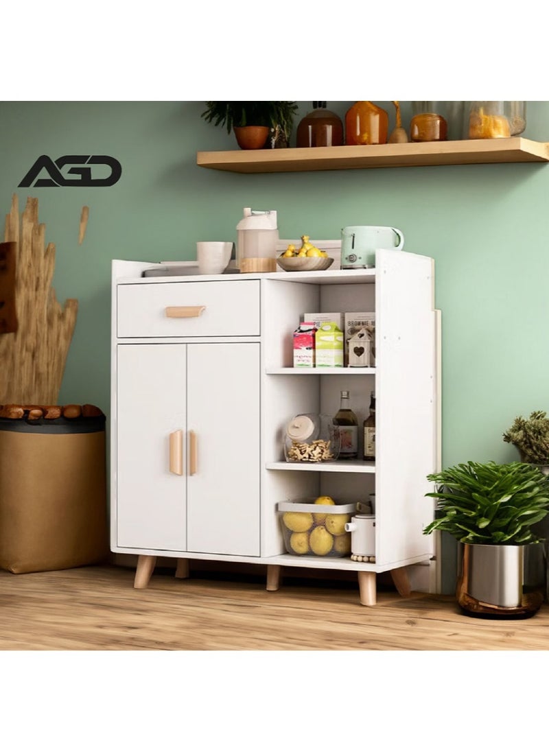 AGD Coffee Corner Cabinet with Storage Drawer, Sideboard with Adjustable Tier, Kitchen Storage Cabinet for Dining Room, Kitchen Microwave Oven Storage Rack (White)  - Image 3