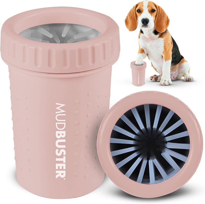 Dexas MudBuster Medium Dog Paw Cleaner in Blush, Portable Paw Washer for Muddy Paws, Dog Foot Cleaning Cup with Gentle Silicone Bristles, Quick Clean Pet Paw Washer - Image 1