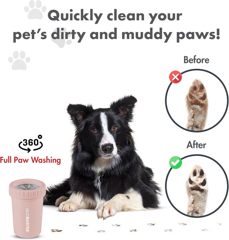 Dexas MudBuster Medium Dog Paw Cleaner in Blush, Portable Paw Washer for Muddy Paws, Dog Foot Cleaning Cup with Gentle Silicone Bristles, Quick Clean Pet Paw Washer - Image 5