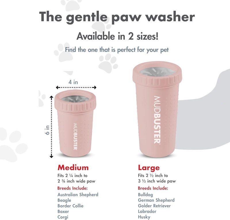 Dexas MudBuster Medium Dog Paw Cleaner in Blush, Portable Paw Washer for Muddy Paws, Dog Foot Cleaning Cup with Gentle Silicone Bristles, Quick Clean Pet Paw Washer - Image 3
