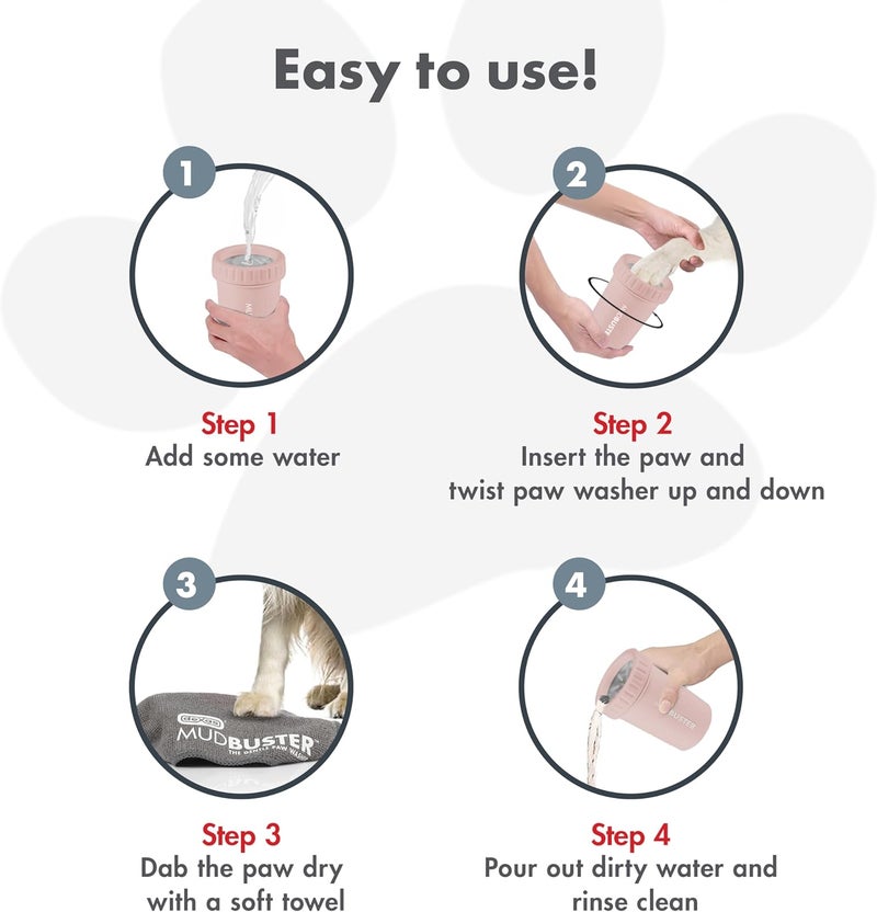 Dexas MudBuster Medium Dog Paw Cleaner in Blush, Portable Paw Washer for Muddy Paws, Dog Foot Cleaning Cup with Gentle Silicone Bristles, Quick Clean Pet Paw Washer - Image 4