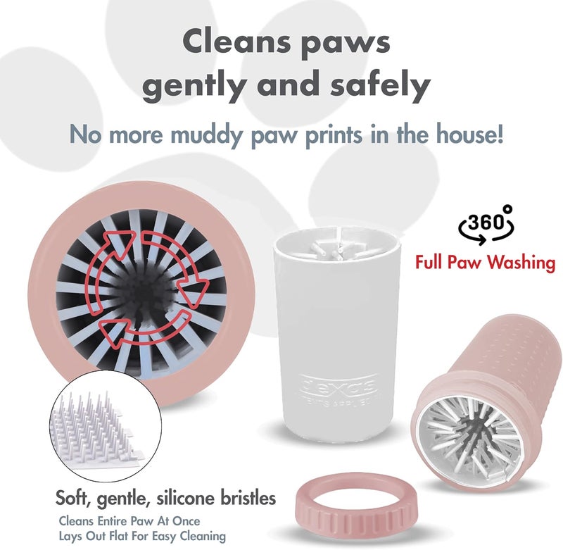Dexas MudBuster Medium Dog Paw Cleaner in Blush, Portable Paw Washer for Muddy Paws, Dog Foot Cleaning Cup with Gentle Silicone Bristles, Quick Clean Pet Paw Washer - Image 2