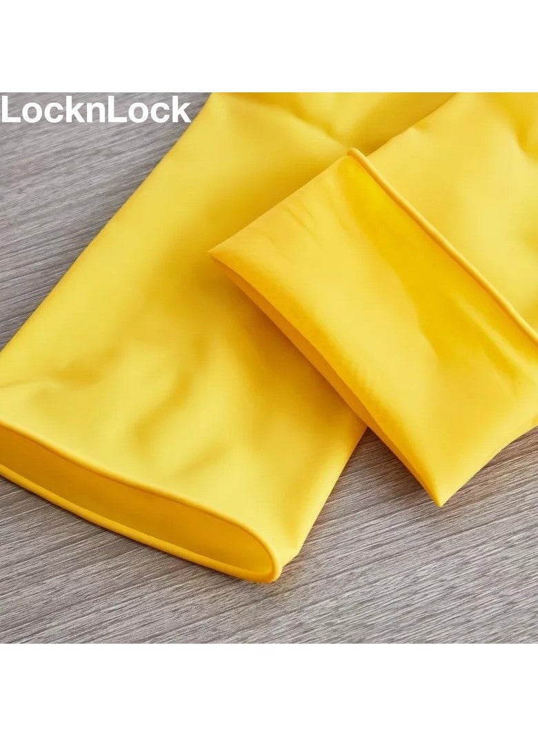 LOCK & LOCK LocknLock Yellow Rubber Gloves (31cm): Comfortable, Durable, and Non-Slip Household Cleaning Gloves  - Image 3