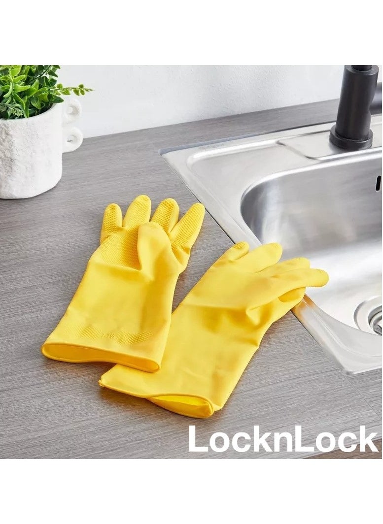 LOCK & LOCK LocknLock Yellow Rubber Gloves (31cm): Comfortable, Durable, and Non-Slip Household Cleaning Gloves  - Image 2