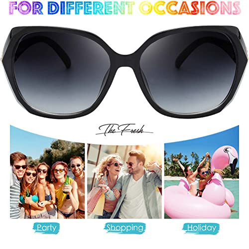 The Fresh Women's Oversized Jackie O Hybrid Butterfly Fashion Rhinestone Sunglasses - Exquisite Packaging (732701 Black, Gradient Grey) - Image 5