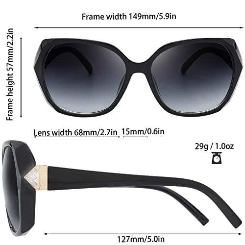 The Fresh Women's Oversized Jackie O Hybrid Butterfly Fashion Rhinestone Sunglasses - Exquisite Packaging (732701 Black, Gradient Grey) - Image 2
