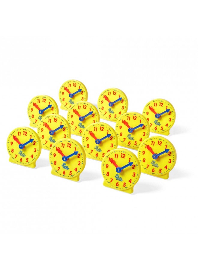 hand2mind hand2mind Mini Geared Clock, Telling Time Teaching Clock, Learn to Tell Time Clock, Analog Learning Clock, Clock for Kids Learning to Tell Time, Teaching Time Classroom Clock (Set of 12) - Image 4
