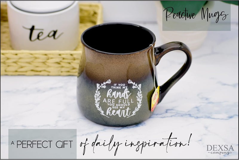 Dexsa Ceramic Designer Coffee Mug  If you think my hands are full you should see my heart  Holds 16 ounces  Dishwasher and Microwave Safe  Great for Coffee Tea Soups Hot Chocolate - Image 4