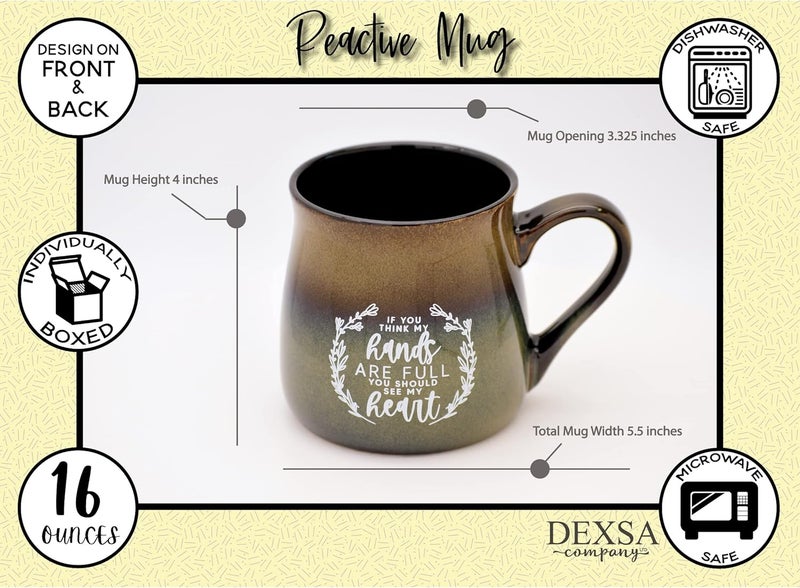 Dexsa Ceramic Designer Coffee Mug  If you think my hands are full you should see my heart  Holds 16 ounces  Dishwasher and Microwave Safe  Great for Coffee Tea Soups Hot Chocolate - Image 5