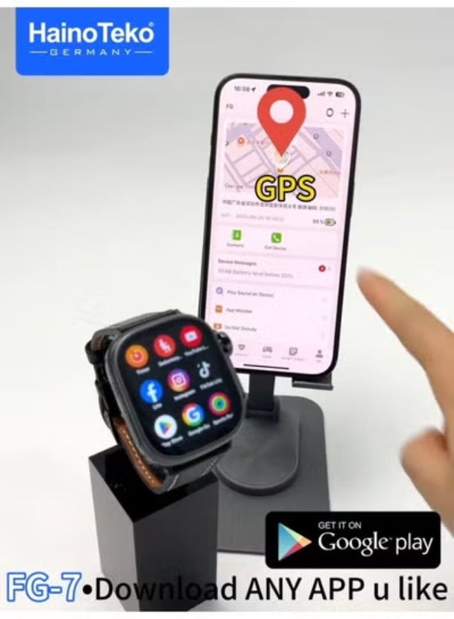 Haino Teko FG-7 5G Android Smartwatch with Rotating Camera, SIM Card Slot, WiFi, GPS Navigation & Social Media Access – HD Touchscreen Smart Fitness & Communication Watch for Men & Women, Built-in Apps, Bluetooth Calling, Fitness Tracking & Long Battery Life – Black - Image 5