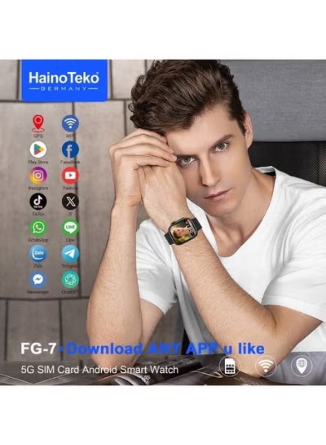 Haino Teko FG-7 5G Android Smartwatch with Rotating Camera, SIM Card Slot, WiFi, GPS Navigation & Social Media Access – HD Touchscreen Smart Fitness & Communication Watch for Men & Women, Built-in Apps, Bluetooth Calling, Fitness Tracking & Long Battery Life – Black - Image 2