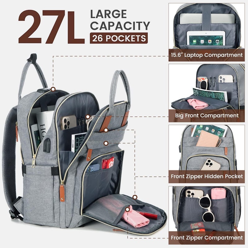 Lovevook LOVEVOOK Laptop Backpack for Women & Men, Unisex Travel Anti-theft Work Bag, Business Computer College Backpacks Purse, Casual Hiking Outdoor Carry On Daypack with Lock, Fits 15.6 Inch Laptop, Grey  - Image 3